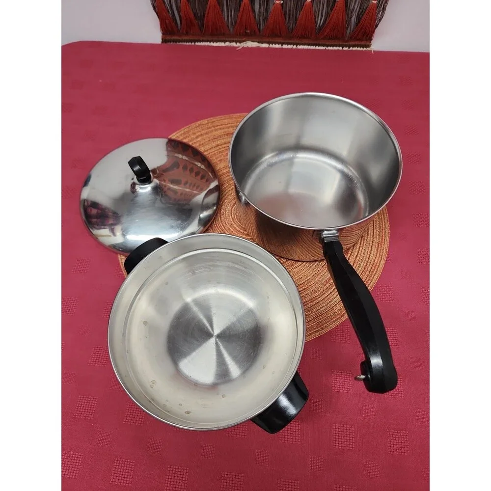 Vintage Farberware 3 Quart Double Boiler With Lid Stainless Steel Aluminum Clad
